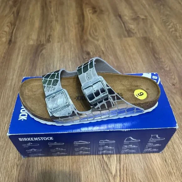 Birkenstock Arizona silver metallic sandals shoes women’s eur 40 new - Picture 7 of 8